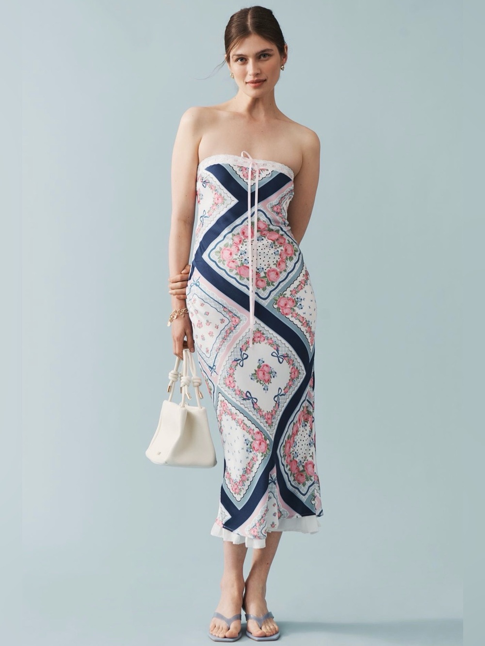 NWT For Love & Lemons Daisy Mae Strapless Slip Midi Dress